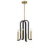 Archway 4-Light Pendant in Matte Black with Warm Brass Accents